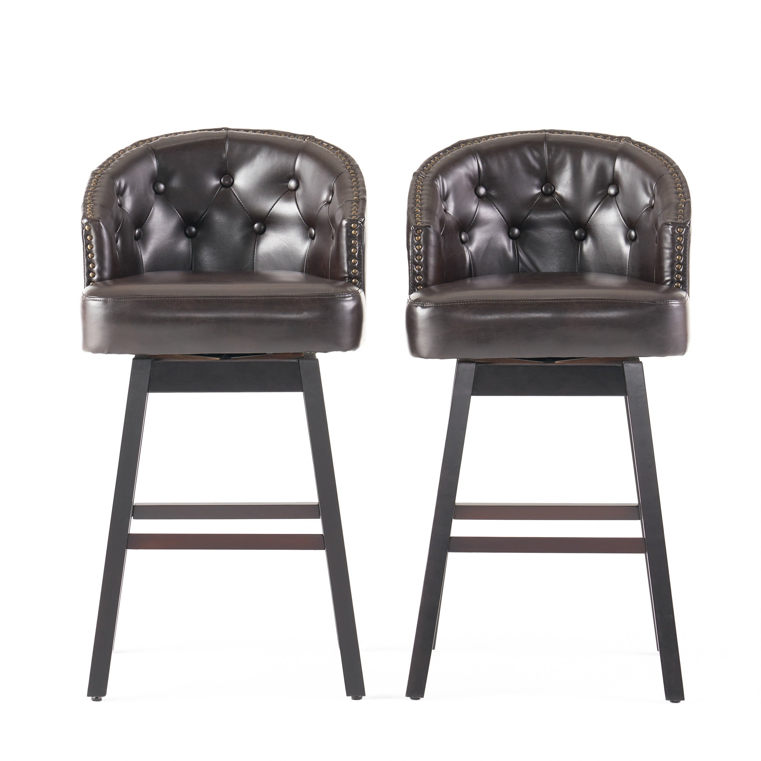 Morgan Brown Bonded Leather Swivel Bar Stool (Set of 2)