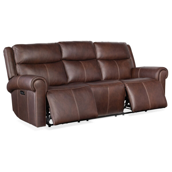 Oberon Dark Wood Zero Gravity Power Sofa with Power Headrest