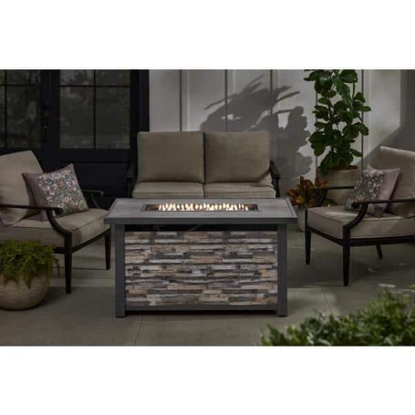 Home Decorators Collection Picanto 2598 in x 2559 in Rectangle Steel Propane Gas Gray Fire Pit