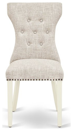 East West Furniture Gallitin 41 quotFabric Dining Chairs in White/Gray (Set of 2)   Transitional   Dining Chairs   by Homesquare  Houzz