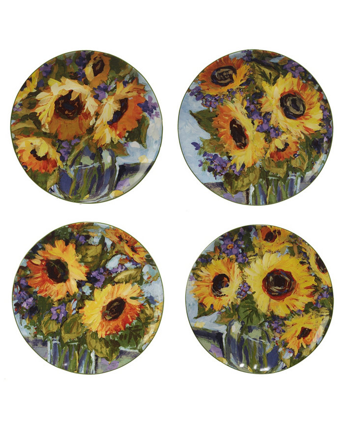 Certified International Sunflower Bouquet Set of 4 Salad Plate 9