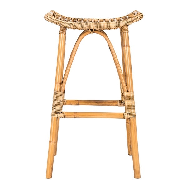 SAFAVIEH 30.7- Inch Leda Brown Rattan Bar Stool - 17.7