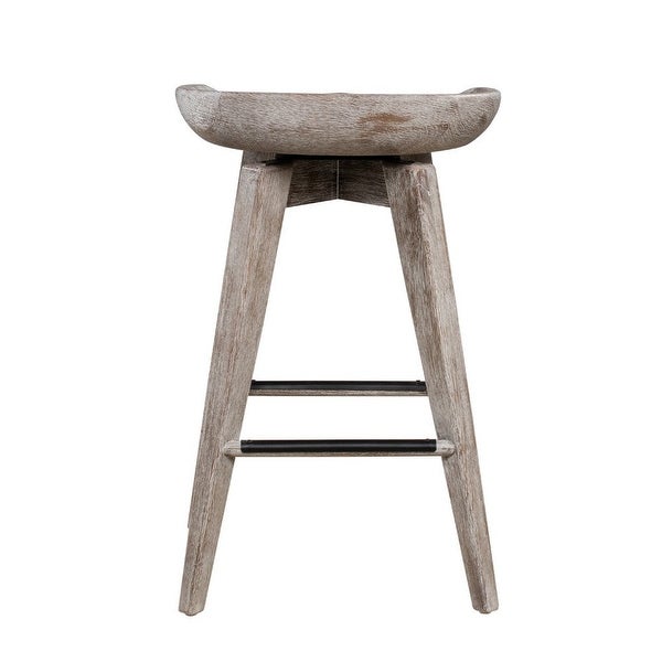 Esme 24 Inch Swivel Counter Stool， Contour Seat， Wood， Tapered Legs