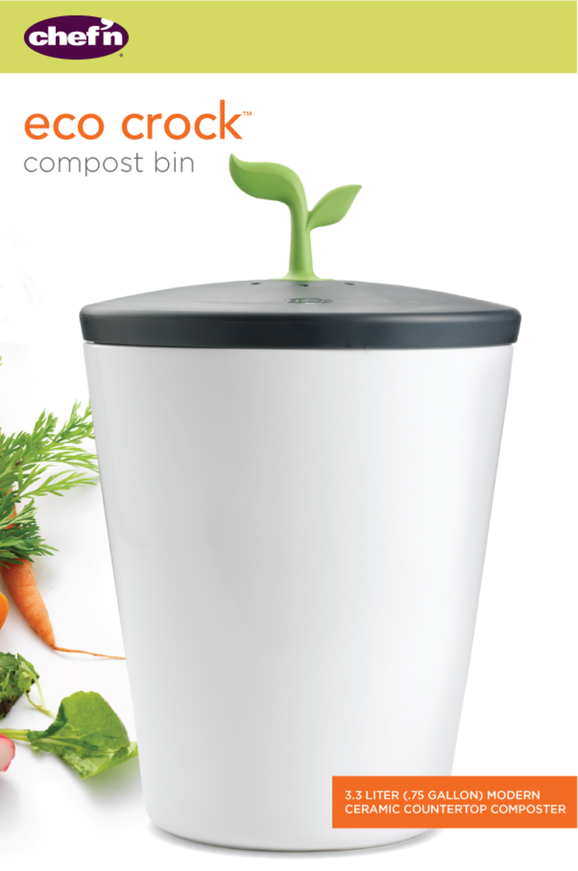 Chef'n EcoCrock Counter Compost Bin in White and Green