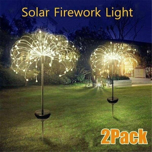 Willstar 90 LED Solar Powered Firework Starburst Stake Fairy Light Lawn Garden Outdoor Wedding