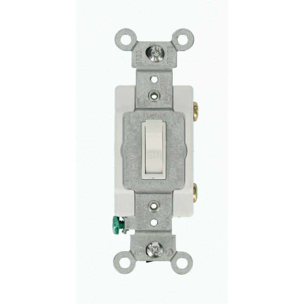 Leviton 20 Amp Commercial Grade Single-Pole Toggle Switch White 54521-2W