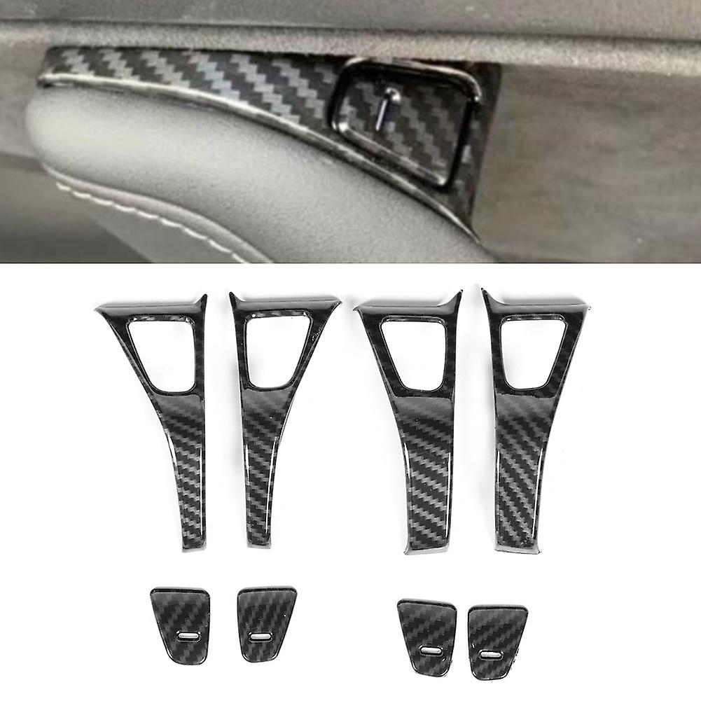 8pcs Carbon Fiber Style Inner Door Lock Switch Trim Frame Fit for Tesla Model 3 2018-2020