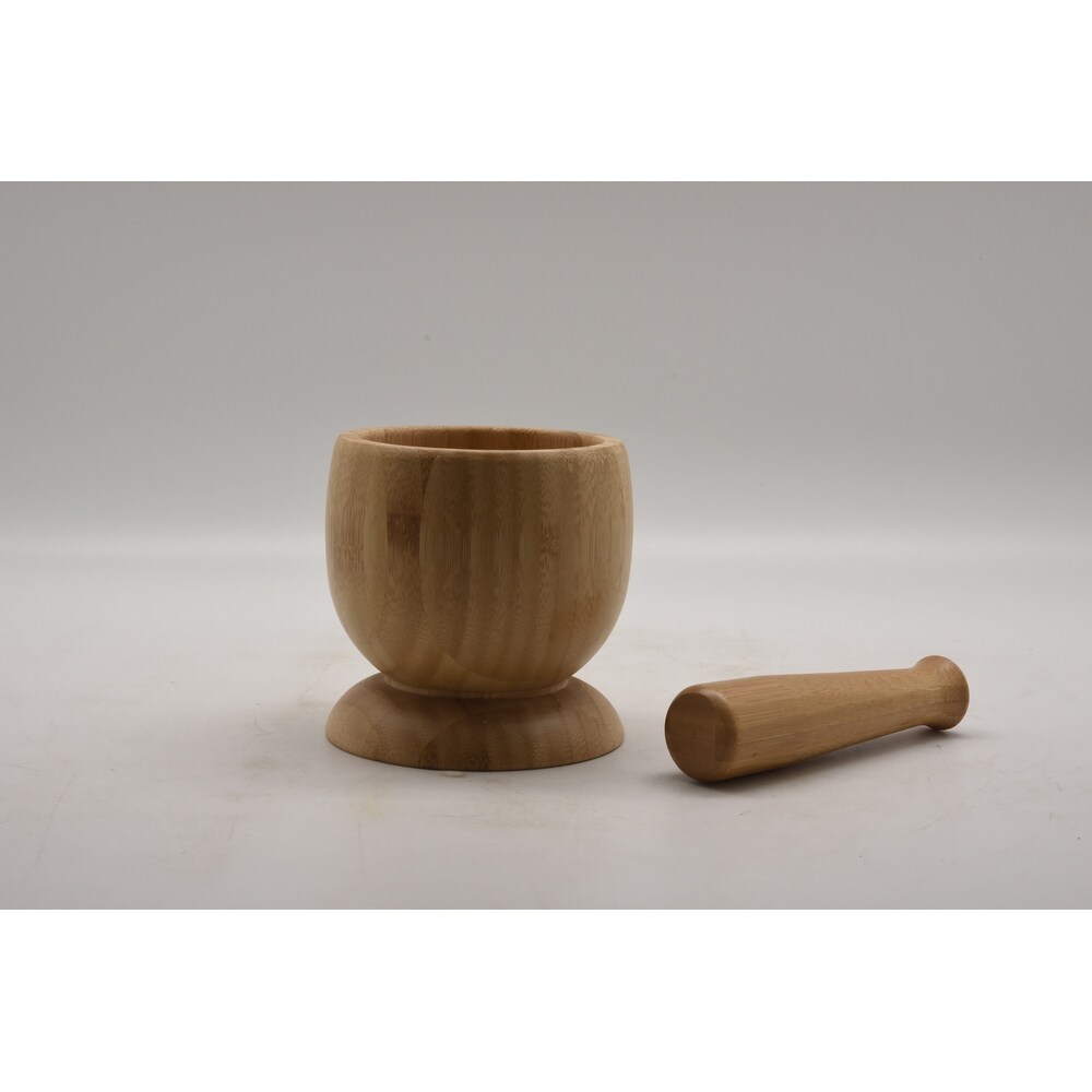 Bamboo Mortar and Pestle DIA 11.8*18CM   Diameter 11.8cmHeight 18cm