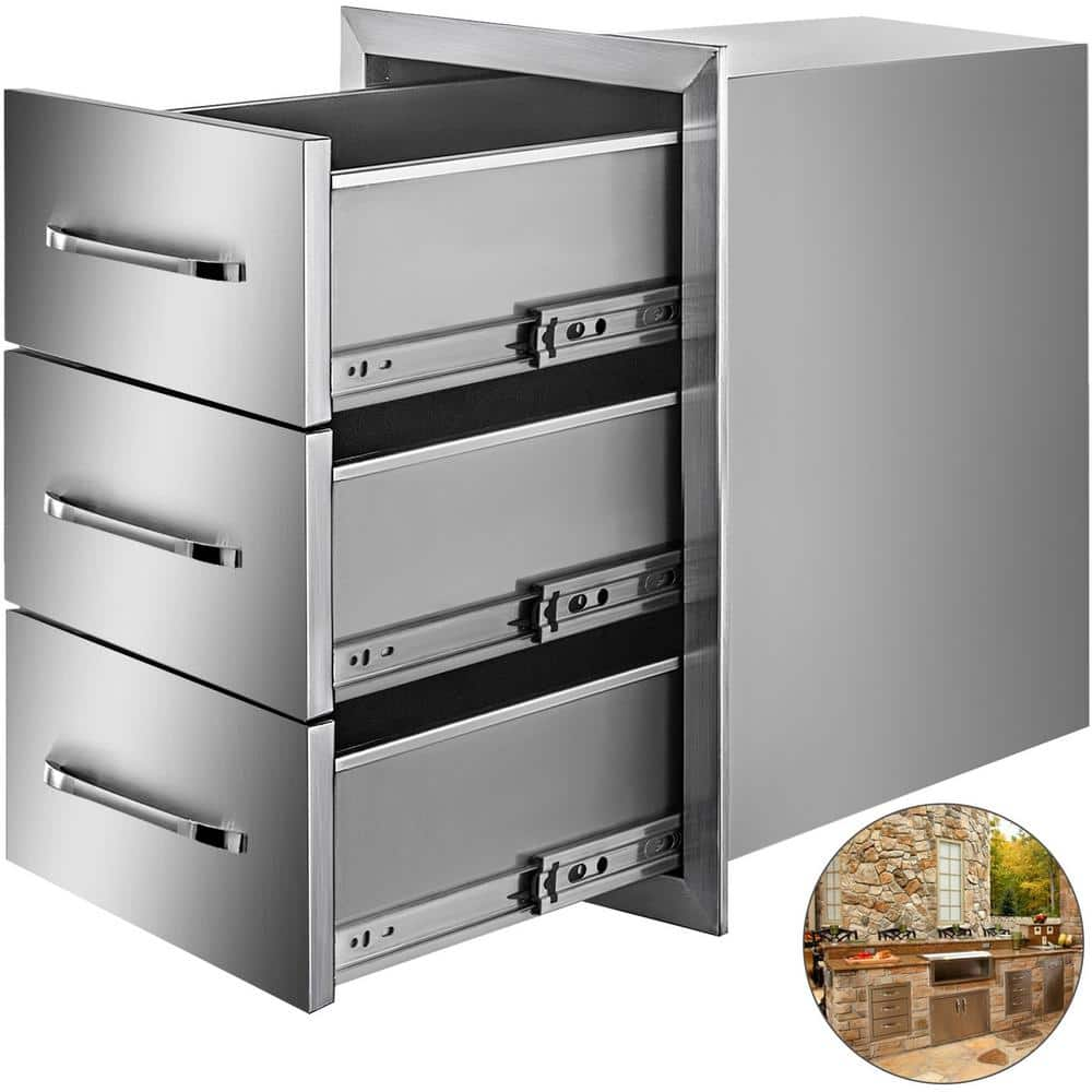 VEVOR Outdoor Kitchen Drawers 16 in. W x 21.5 in. H x 18 in. D Stainless Steel BBQ Island Access Drawers with Handle CTG16X22.3X180001V0