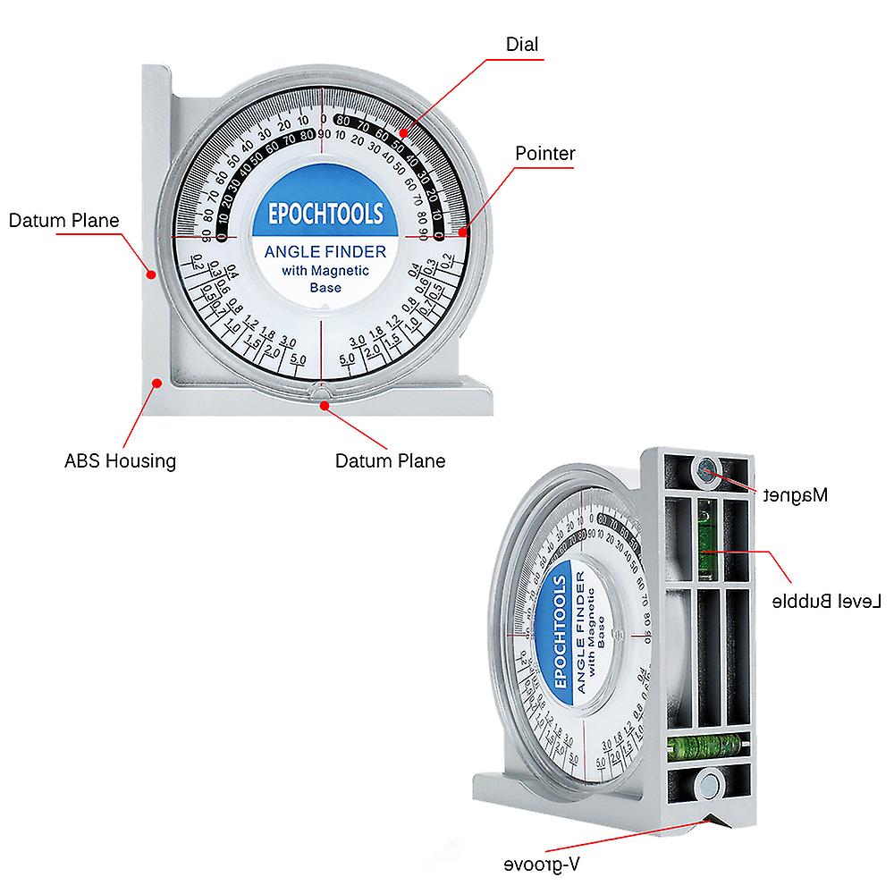 Magnetic Angle Finder Locator Mini Inclinometer Measurement Tool Protractor Tilt Level Meter Dual Level Bubble Back Comparison Table No.236589