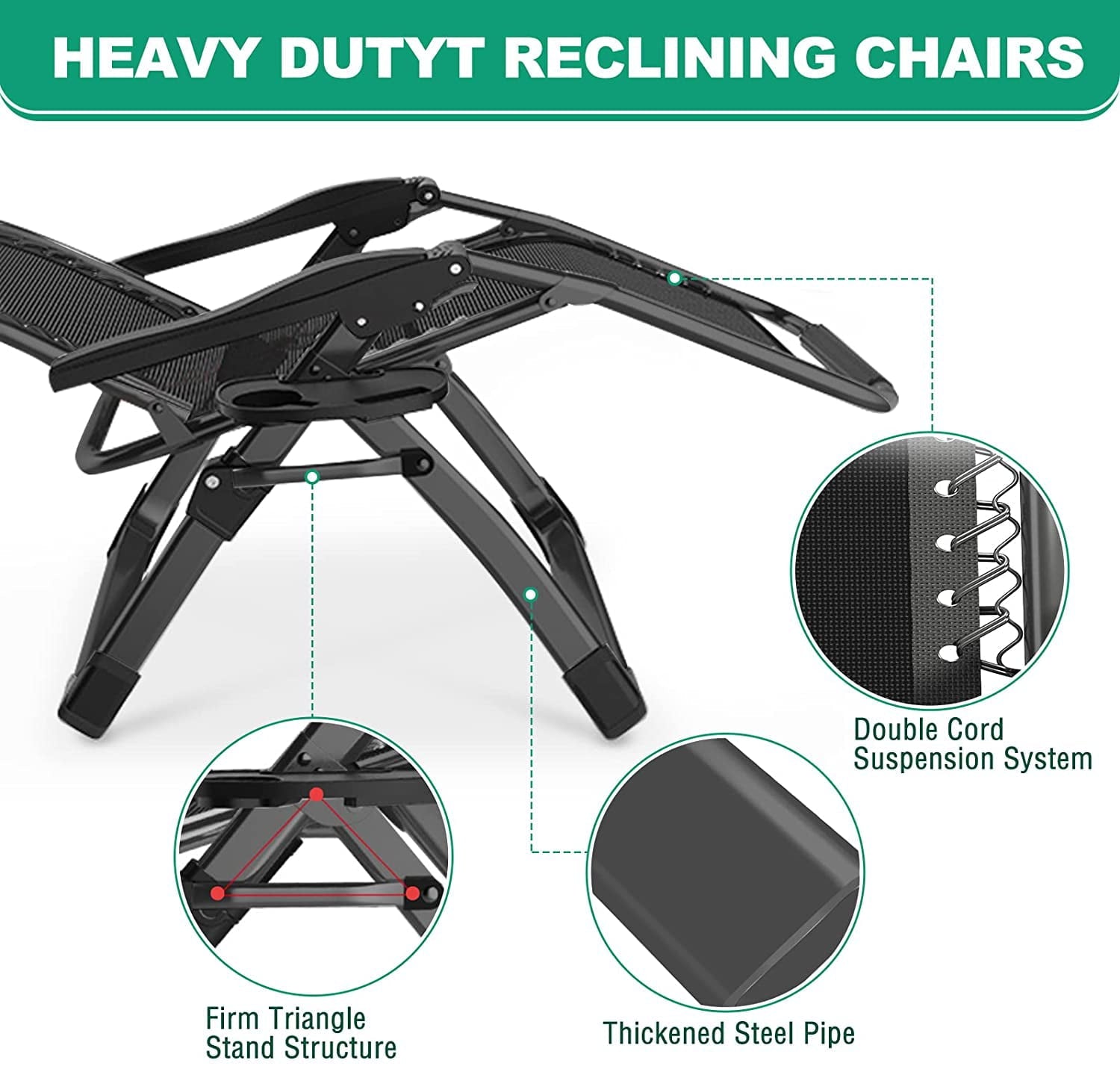 Slsy Zero Gravity Chair, Reclining Lounge Chair with Removable Cushion & Tray for Indoor and Outdoor,Patio Recliner Folding Reclining Chair