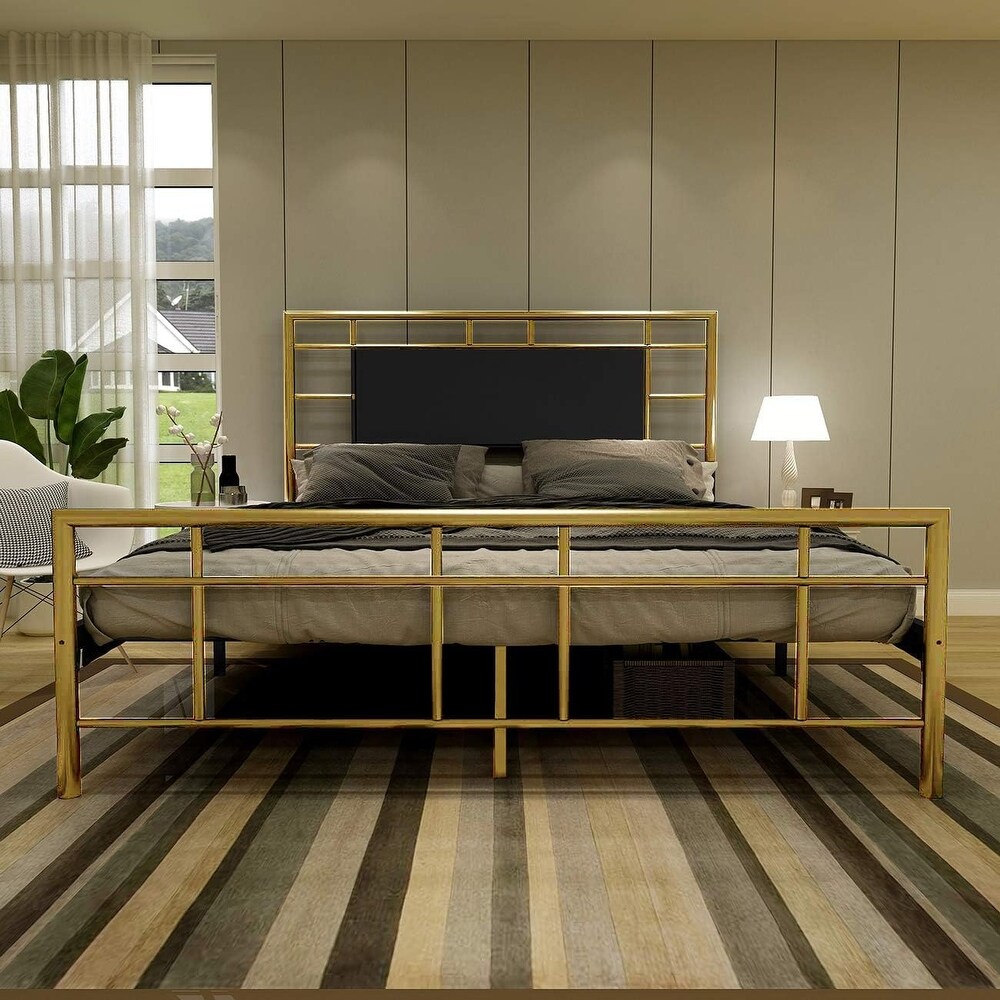 Goutwel Metal Platform Bed Frame with Headboard and Footboard