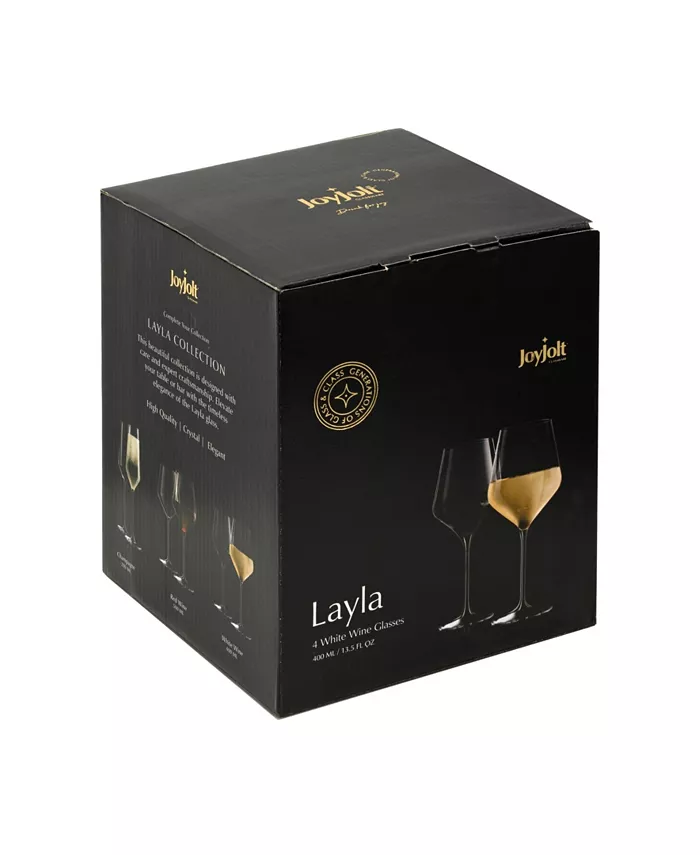 JoyJolt Layla White Wine Glasses Set of 4