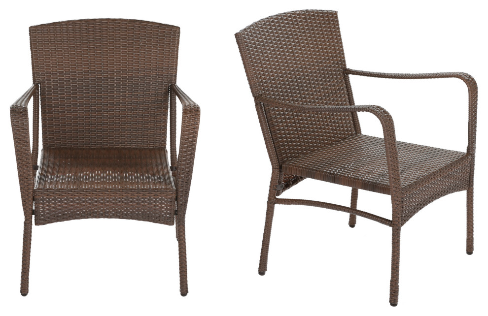 Leisure Collection Outdoor Garden Patio Furniture 2 Piece Chair Set   Tropical   Outdoor Dining Chairs   by W Unlimited  Houzz