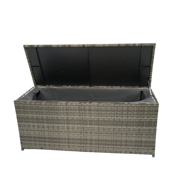 113 Gallon Wicker Patio Outdoor Cushion Storage Box Deck Boxes with Lid