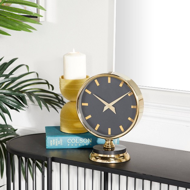 Stainless Steel Clock With Black Face Gold Olivia amp May