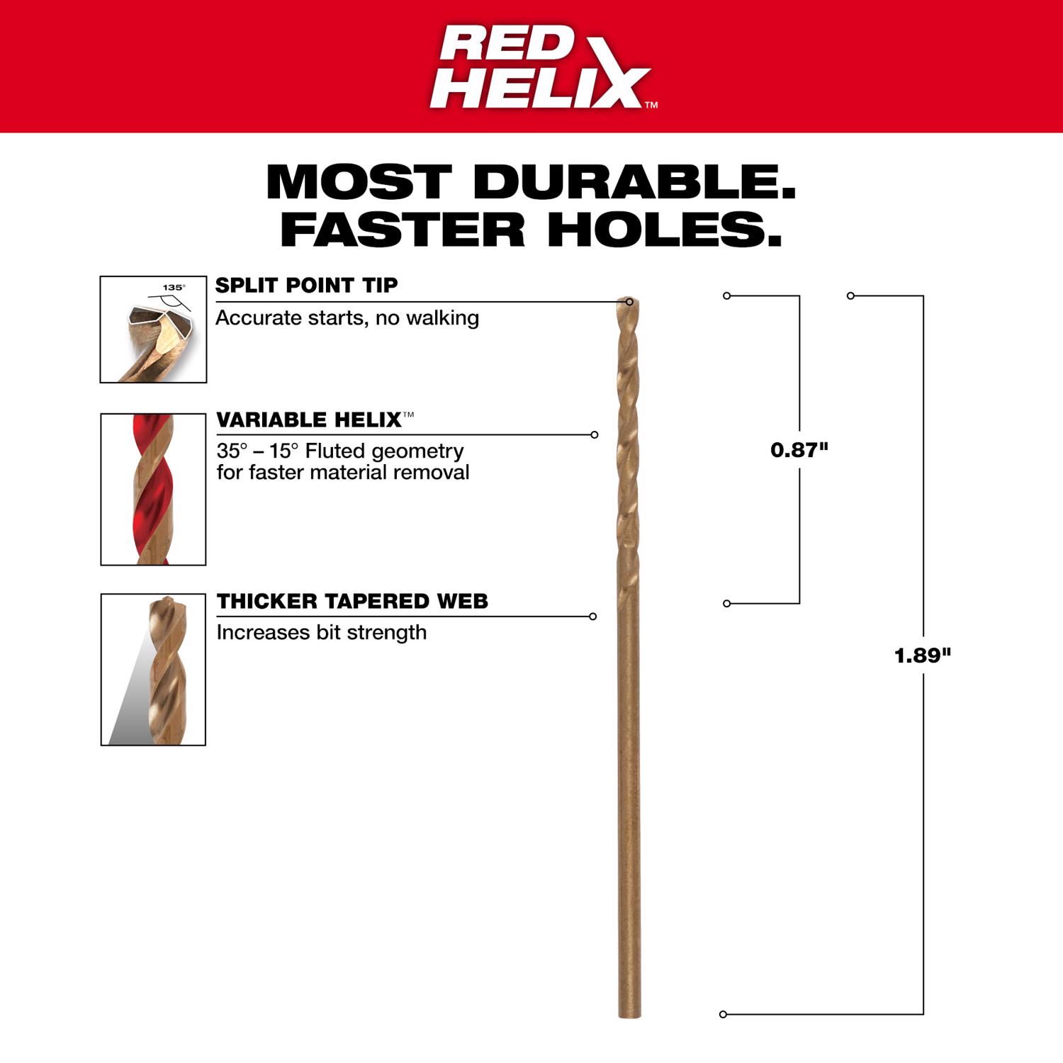 MW Red Helix 1/16 in. X 2 in. L Steel Thunderbolt Drill Bit 1 pc