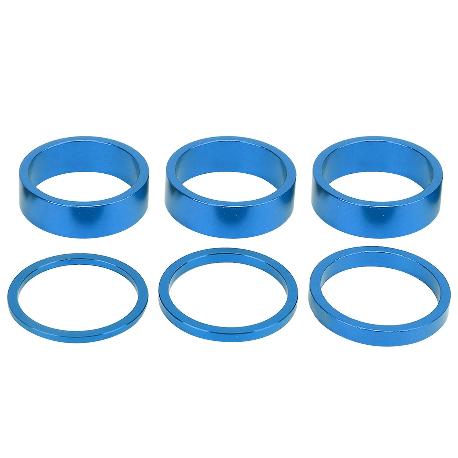 6pcs Bicycle Headset Spacer Aluminium Alloy Bike Handlebar Stem Spacers For Mountain Bikeblue