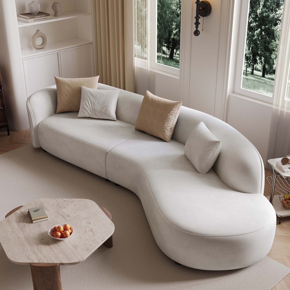 Modern 131in Curved Sofa for the Living Room Sofa Bed Sleeper Sofa Comfy Lounge Sofa White Sofa