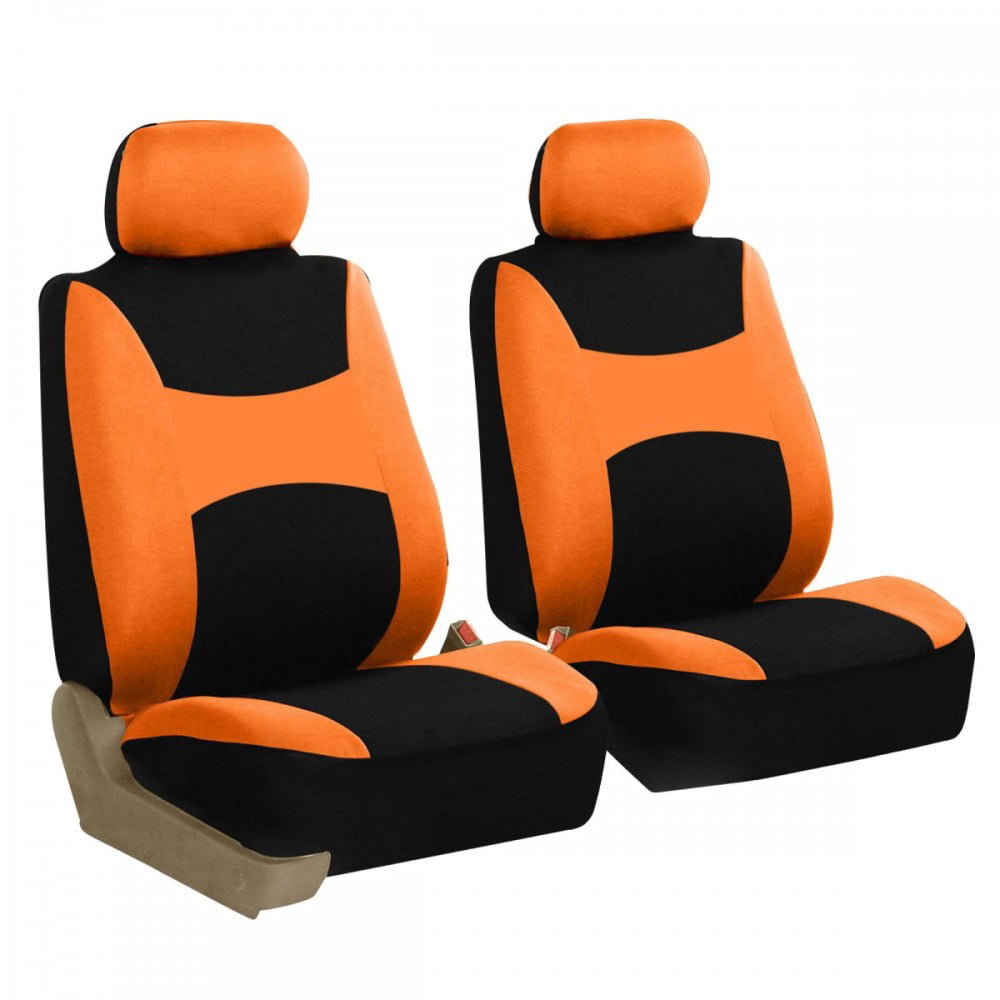 TLH Orange Color Light and Breezy Flat Cloth Seat Covers Front， Airbag Compatible， Universal Fit for Cars， Auto， Trucks， SUVs