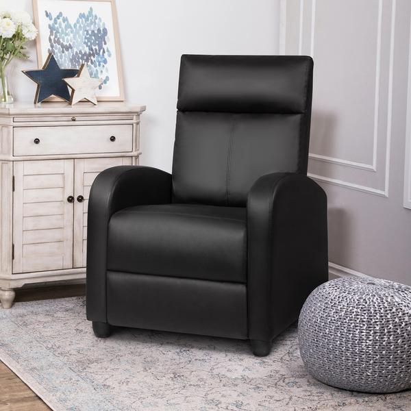 Lacoo Home Theater Recliner with Padded Seat and Backrest， Black