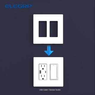 ELEGRP 2-Gang Midsize Screwless DecoratorRocker Wall Plate White (5-Pack) 3032GM-WH5