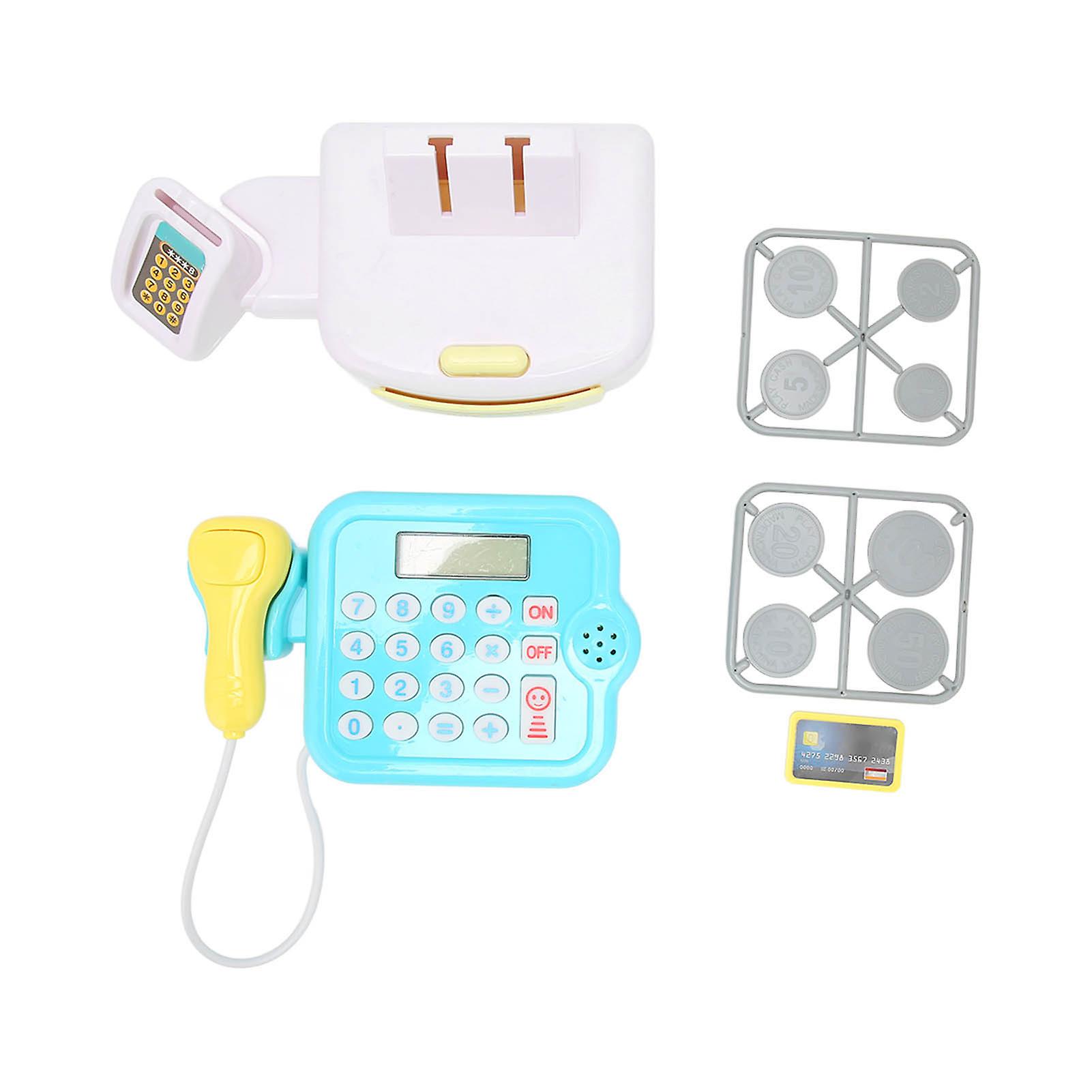 Children Mini Cash Register Toy Simulated Calculator Bank Card Coin Set For Over 3 Year Old Kids