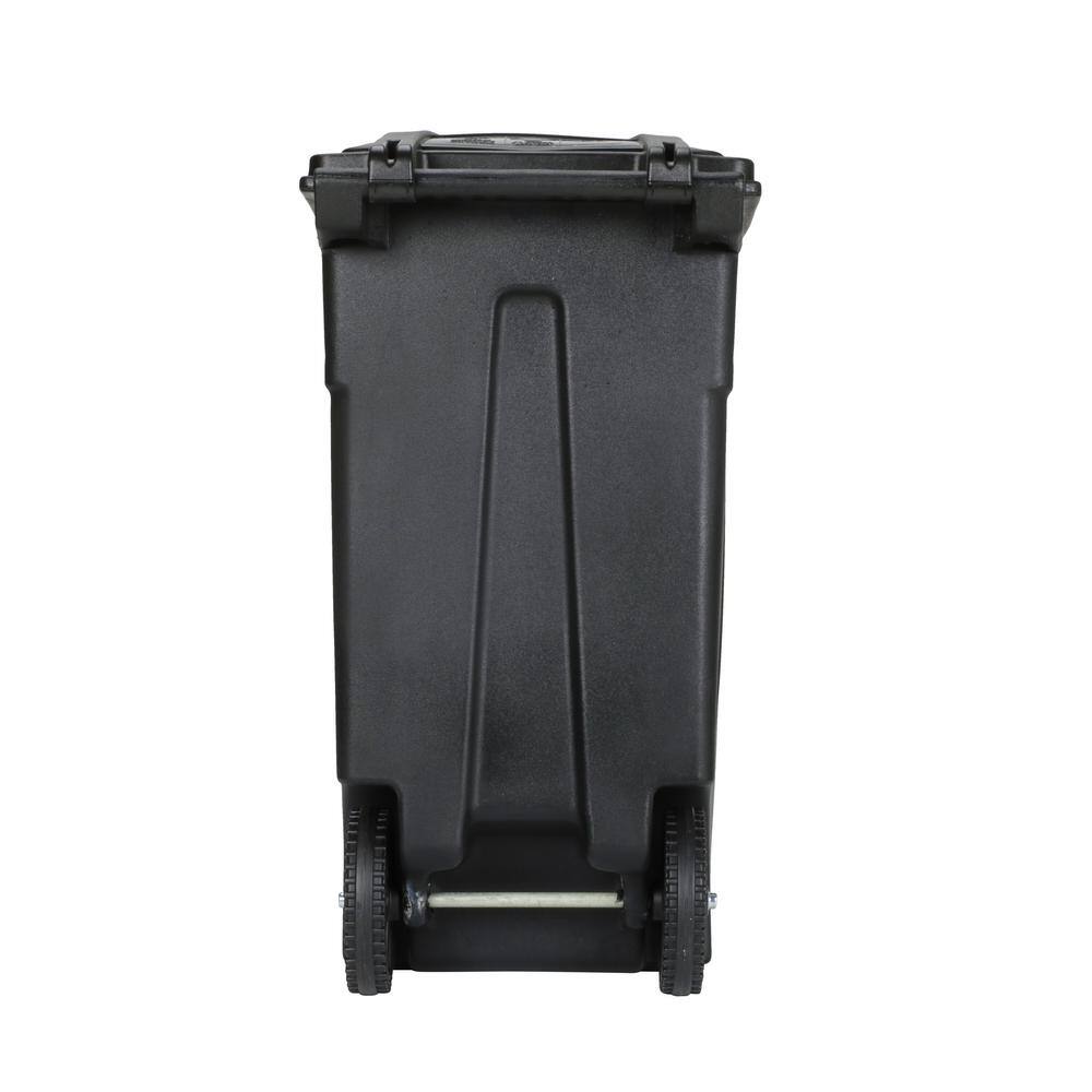 Toter 32 Gallon Black Rolling Outdoor GarbageTrash Can with Wheels and Attached Lid 79232-R2200