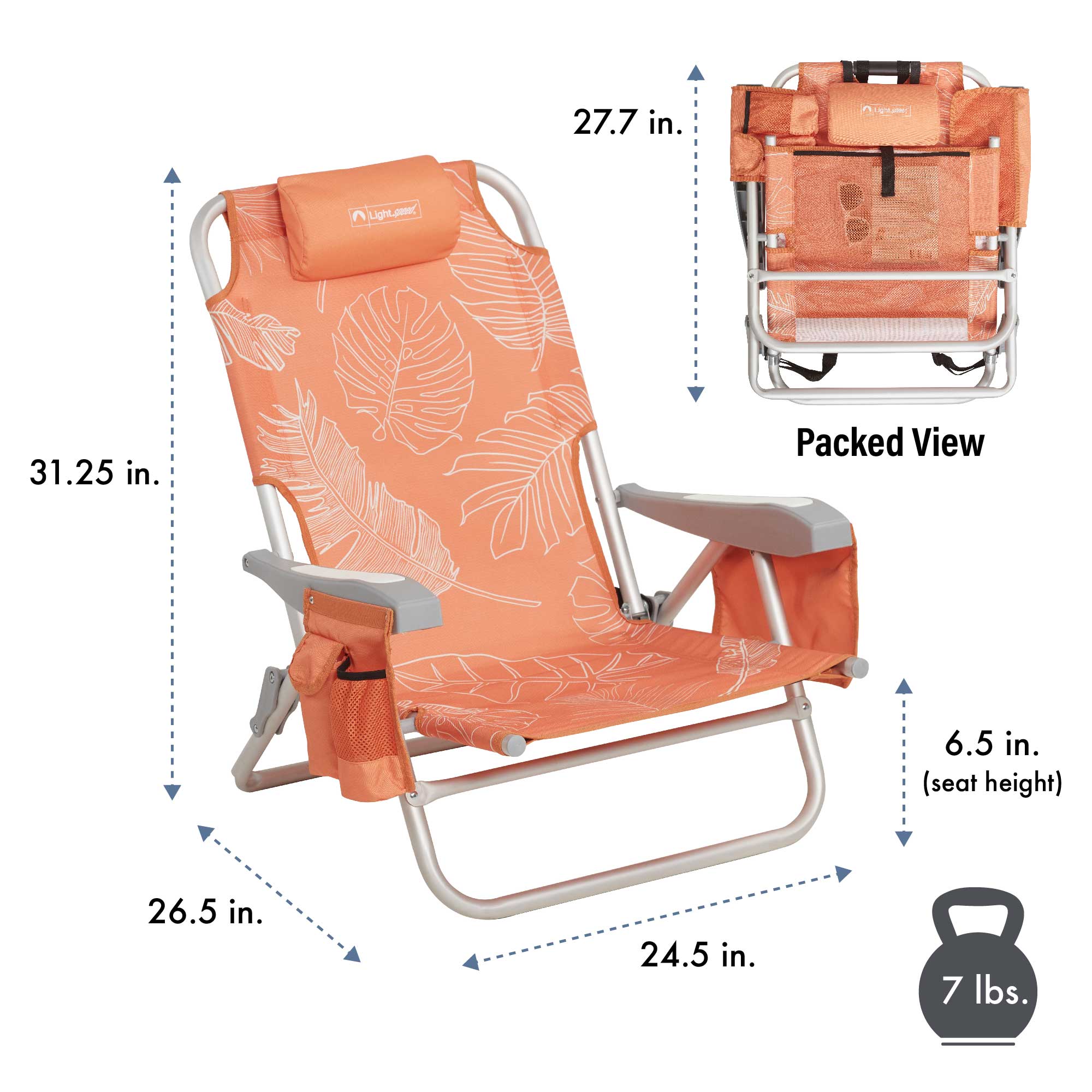 Lightspeed Outdoors ECO Ultimate Backpack Beach Chair – Summer Sunset