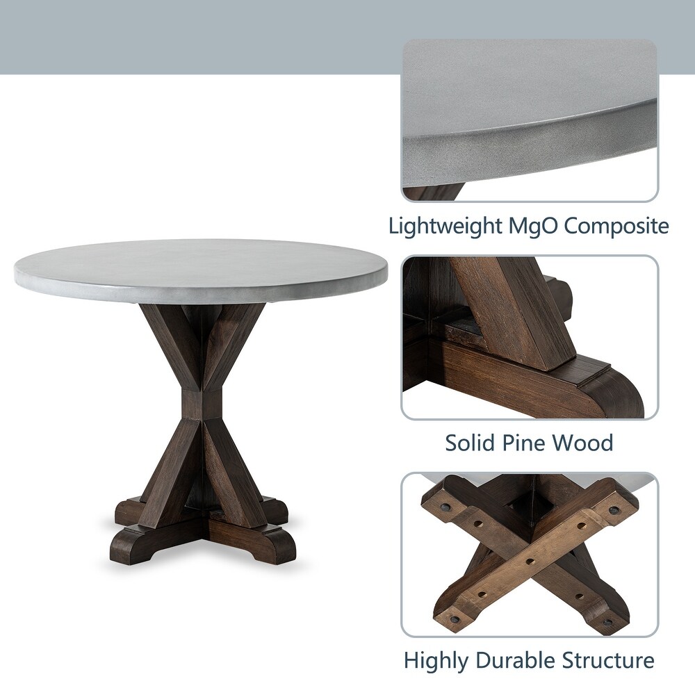 COSIEST Outdoor Round Dining Table with Pedestal Base