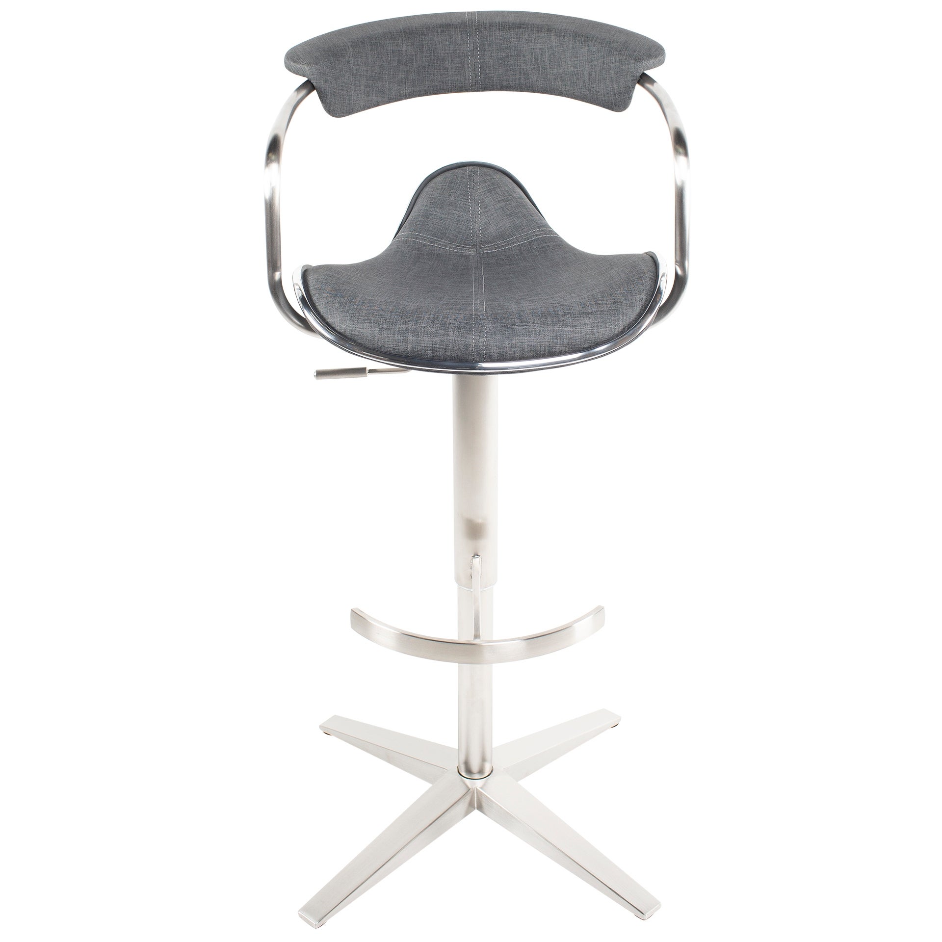 MIX Brushed Stainless Steel Adjustable Height Swivel Faux Leather Stool with Arms With X Base