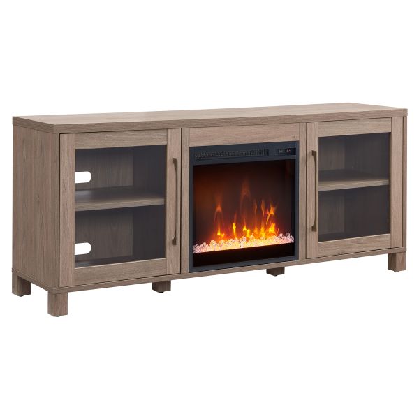 Quincy Rectangular TV Stand with Crystal Fireplace for TV's up to 65