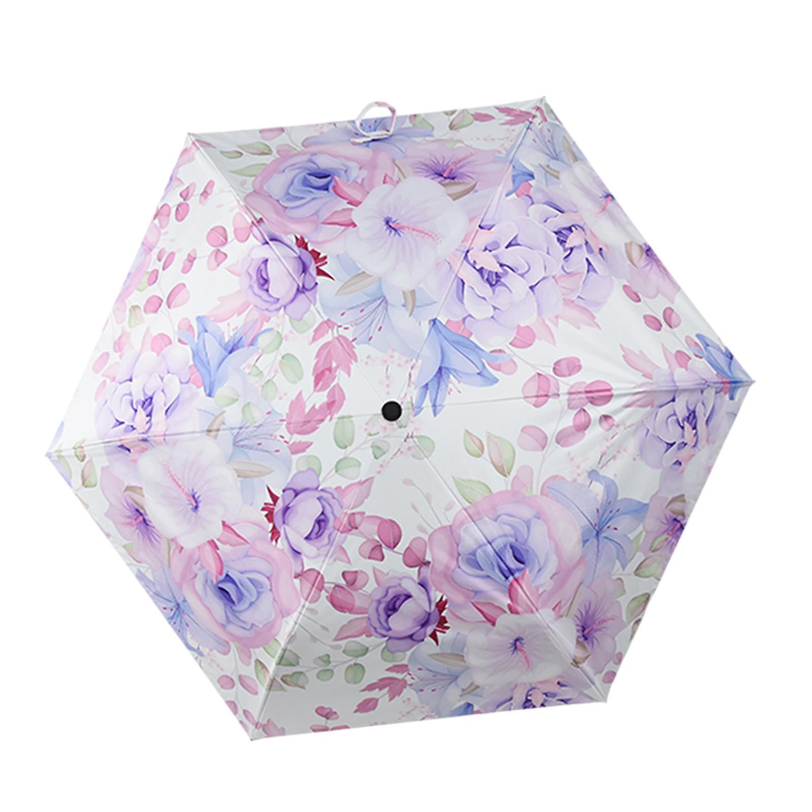 Compact Umbrella Lightweight Compact Manual Open And Close Umbrella For Rain Light Violet Coating