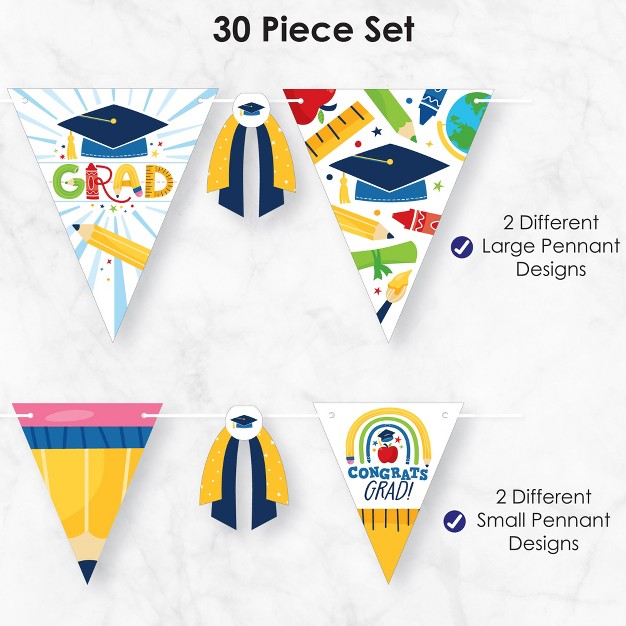 Big Dot Of Happiness 30 Piece Elementary Graduation Party Pennant Triangle Banner