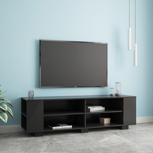 TV Stand for TVs up to 65-Inch， Modern Entertainment Center with 8 Open Shelves