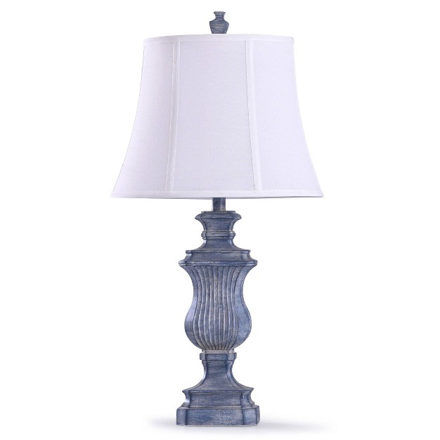 Tao x27 s Textured Urn Table Lamp With Bell Shade Denim Blue Stylecraft