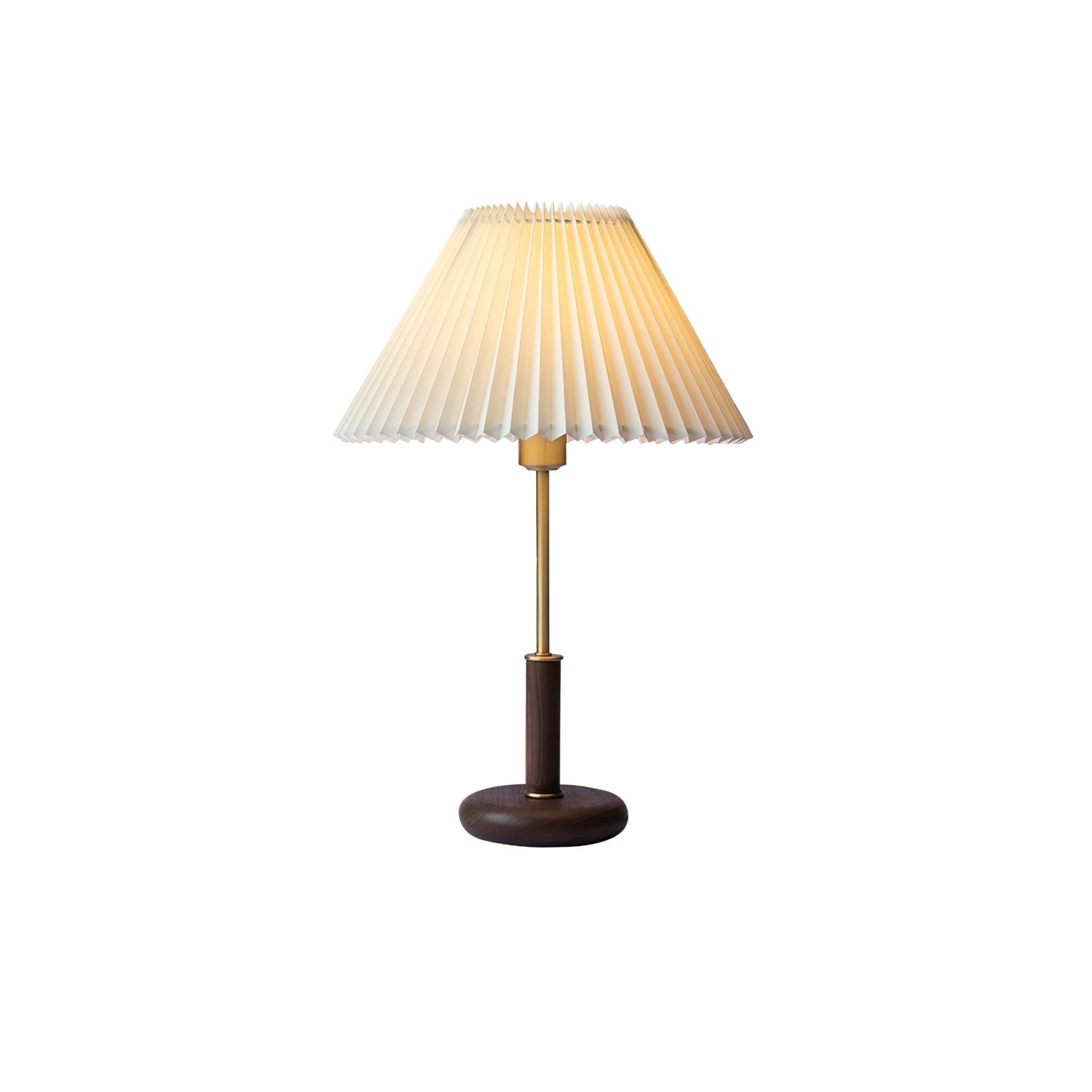 Pleated Walnut Table Lamp