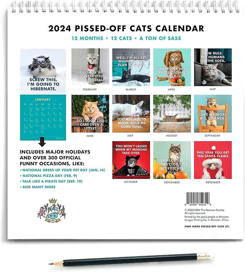 2023 Angry Cat Calendar Funny Cat Wall Calendar-9.5