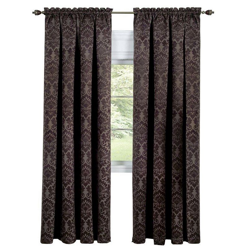 Kate Aurora Royal Living 2 Piece Rod Pocket Damask Design Light Filtering Curtain Panels