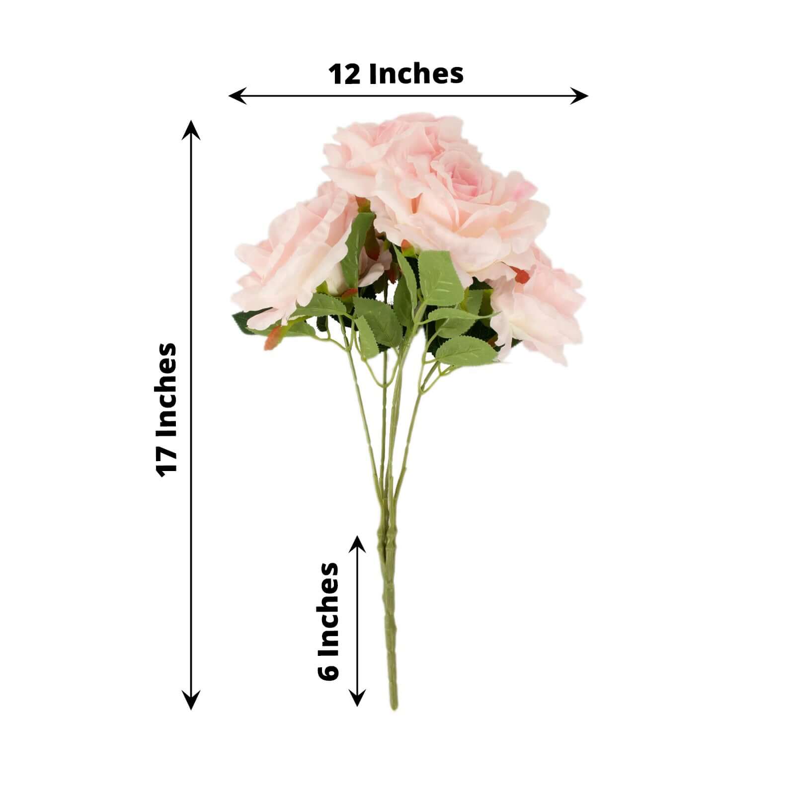 2 Bushes Blush Premium Silk Jumbo Rose Flower Bouquet, High Quality Artificial Wedding Floral Arrangements 17