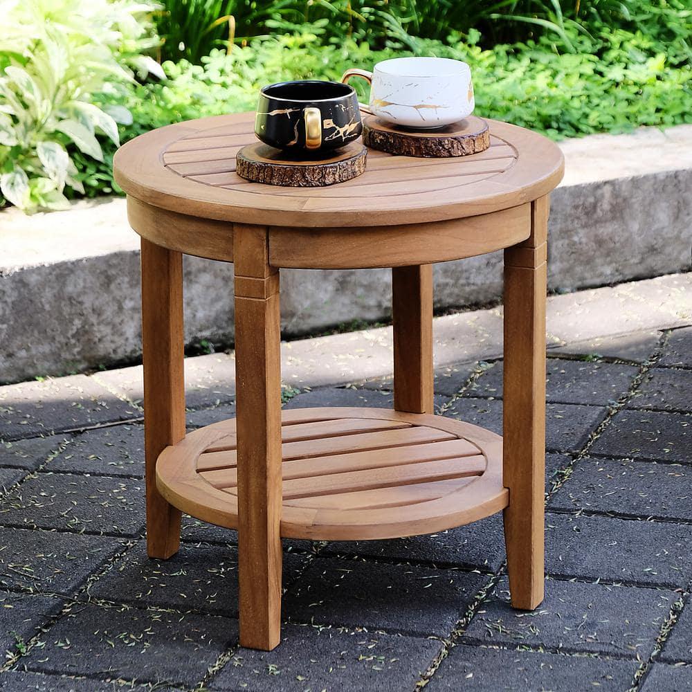 Cambridge Casual Heaton Natural Teak Wood Outdoor Side Table