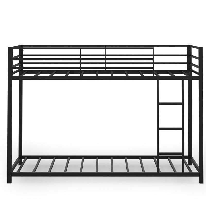 Metal Bunk Bed Twin Over Twin, Classic Bunk Bed Frame Platform with Side Ladder & Safety Guardrail