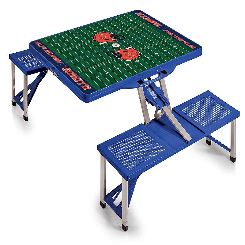 Picnic Time Illinois Fighting Illini Picnic Table Portable Folding Table with Seats