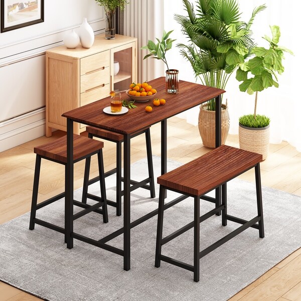 4-Piece Dining Table Set Industrial Wooden