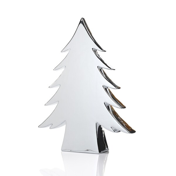 16.5 Tall Teton Ceramic Christmas Tree Tabletop Decoration，Silver