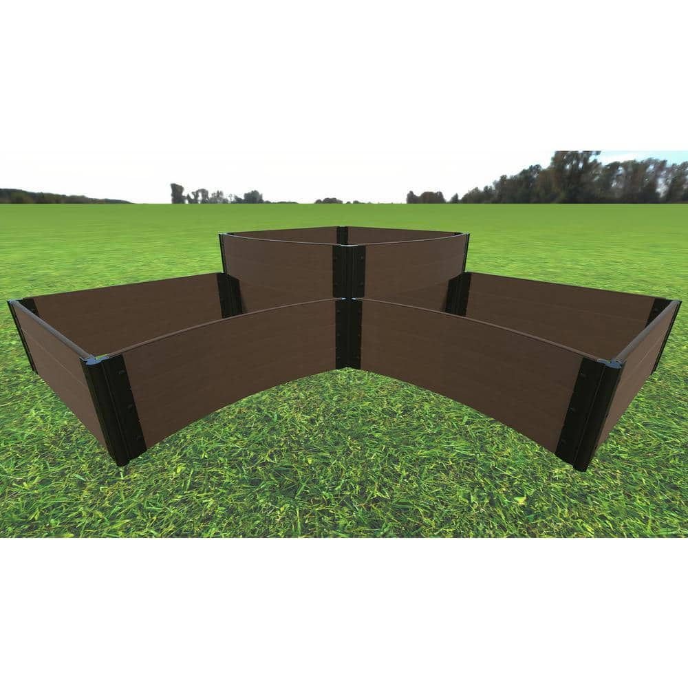 Frame It All 8 ft. x 8 ft. x 27.5 in. Uptown Brown Composite 'Teardrop' - Curved Corner Raised Garden Bed - 1 in. Profile 800003008