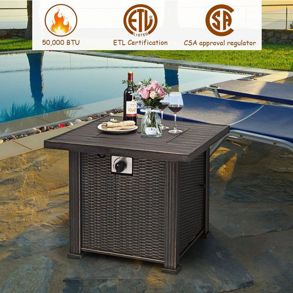 Alpulon 30 in. W Steel Propane Outdoor Patio Fire Pit Table ZY1C0325