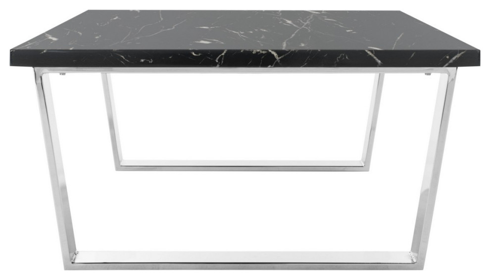 Mara Square Coffee Table  Black Marble/Chrome   Contemporary   Coffee Tables   by Rustic Home Furniture Deco  Houzz