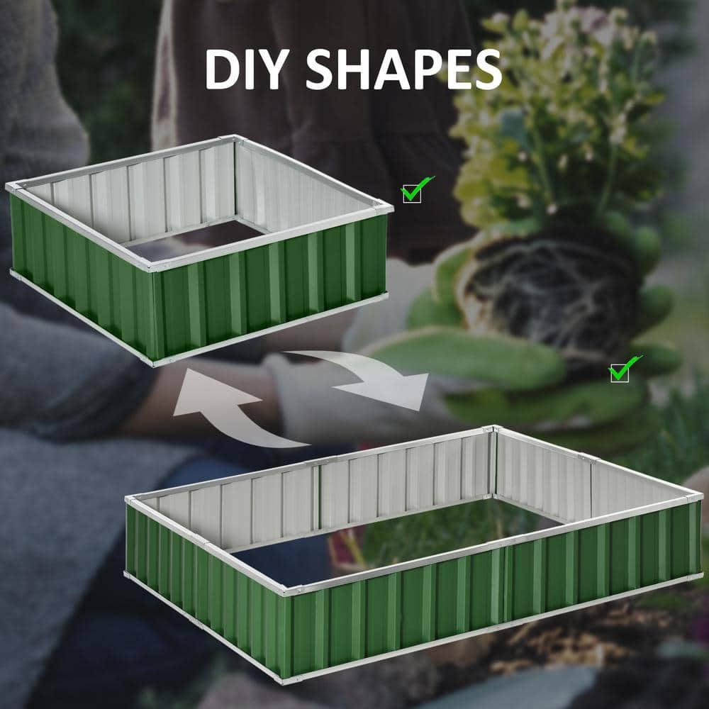 Outsunny Green Metal Raised Garden Bed， DIY Large Steel Planter Box 845-644GN