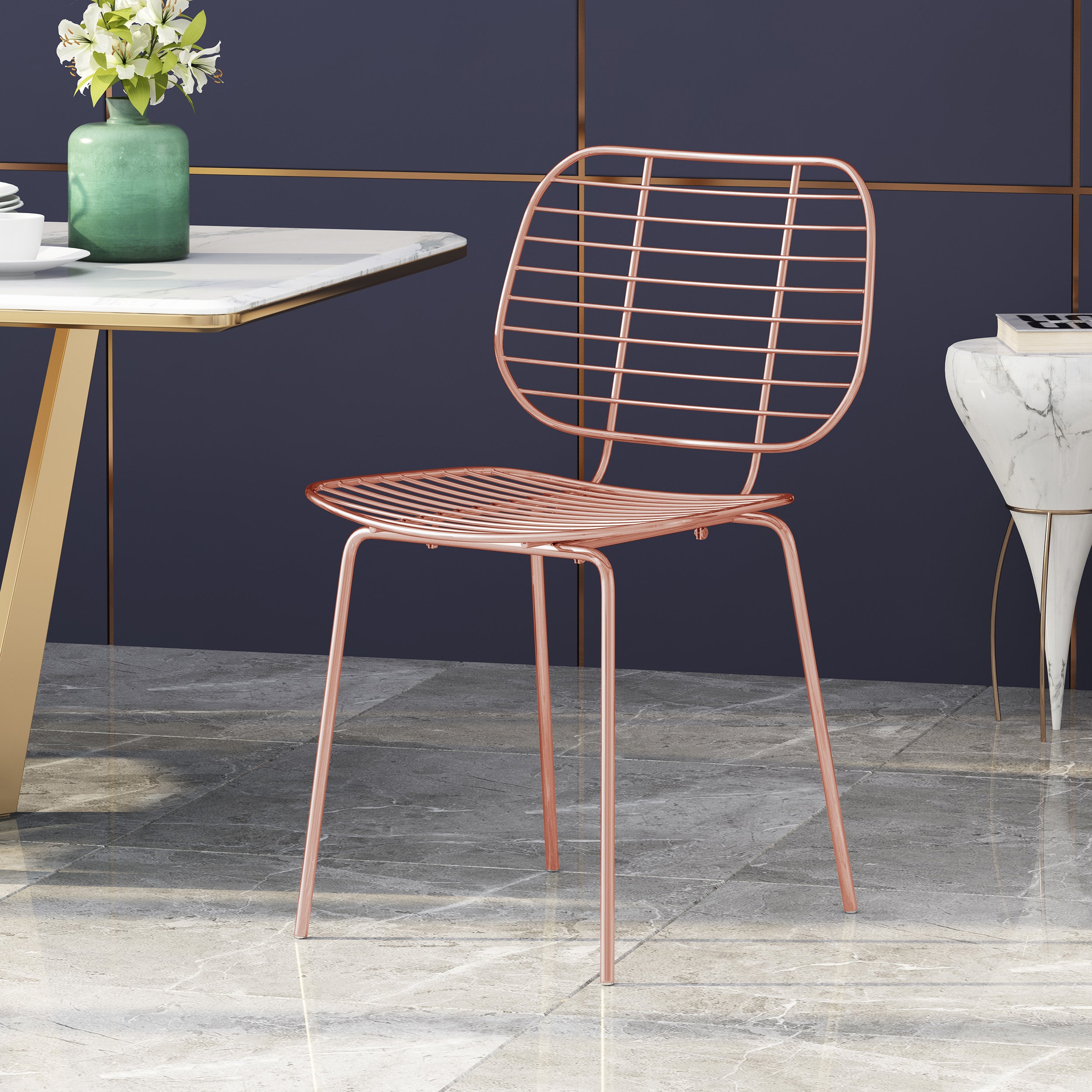 Spyridon Modern Glam Iron Dining Chair